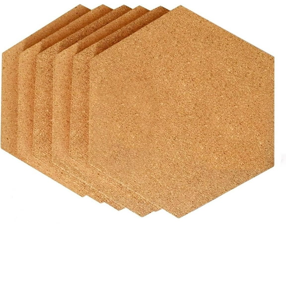 LQQBOX Hexagon Cork Board Tiles 6 Pack Self-Adhesive Corkboards for Wall Pin Board Decorative Bulletin Board for Office Home Kitchen
