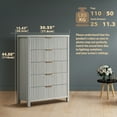 thumbnail image 2 of ARKANTOS Modern 5 Drawer Dresser, Wood Storage Chest of Drawers with Wave Panel, Mist Oak, 2 of 6