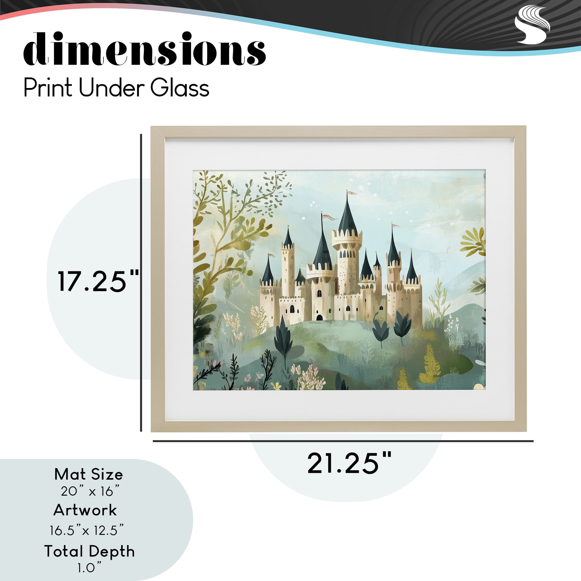 Stupell Industries Princess' Castle View Birch Framed Print Under Glass, design by Christine Simpson Art