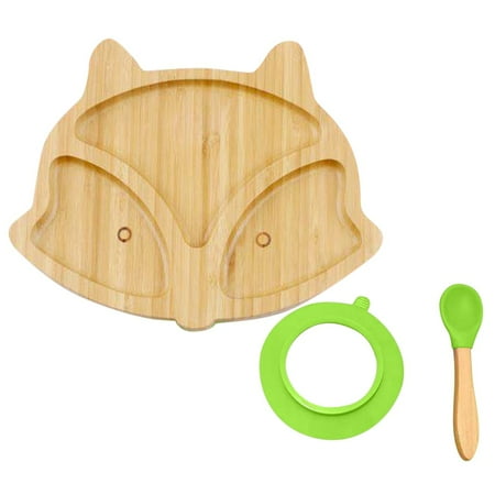 

iOPQO Tableware Baby Toddler Bamboo Sheep Plate Silicone Suction Feeding Bowl Suction Spoon Set Suction Cup Silicone Spoon Set Green Green