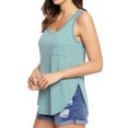 thumbnail image 4 of Women U Neck Solid Color Side Split Scoop Hem Tank Top, 4 of 5