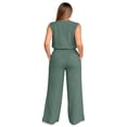 thumbnail image 4 of Dwellite Two Piece Sets for Women Sleeveless Crop Top Wide Leg Pant Sweat Set Tracksuits 2026 Summer Green M, 4 of 4