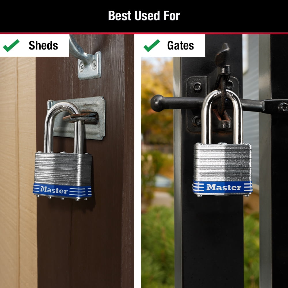 (3 pack) Master Lock 2in (51mm) Wide Laminated Steel Pin Tumbler Padlock with 1-1/2in (38mm) Shackle; 2-Pack