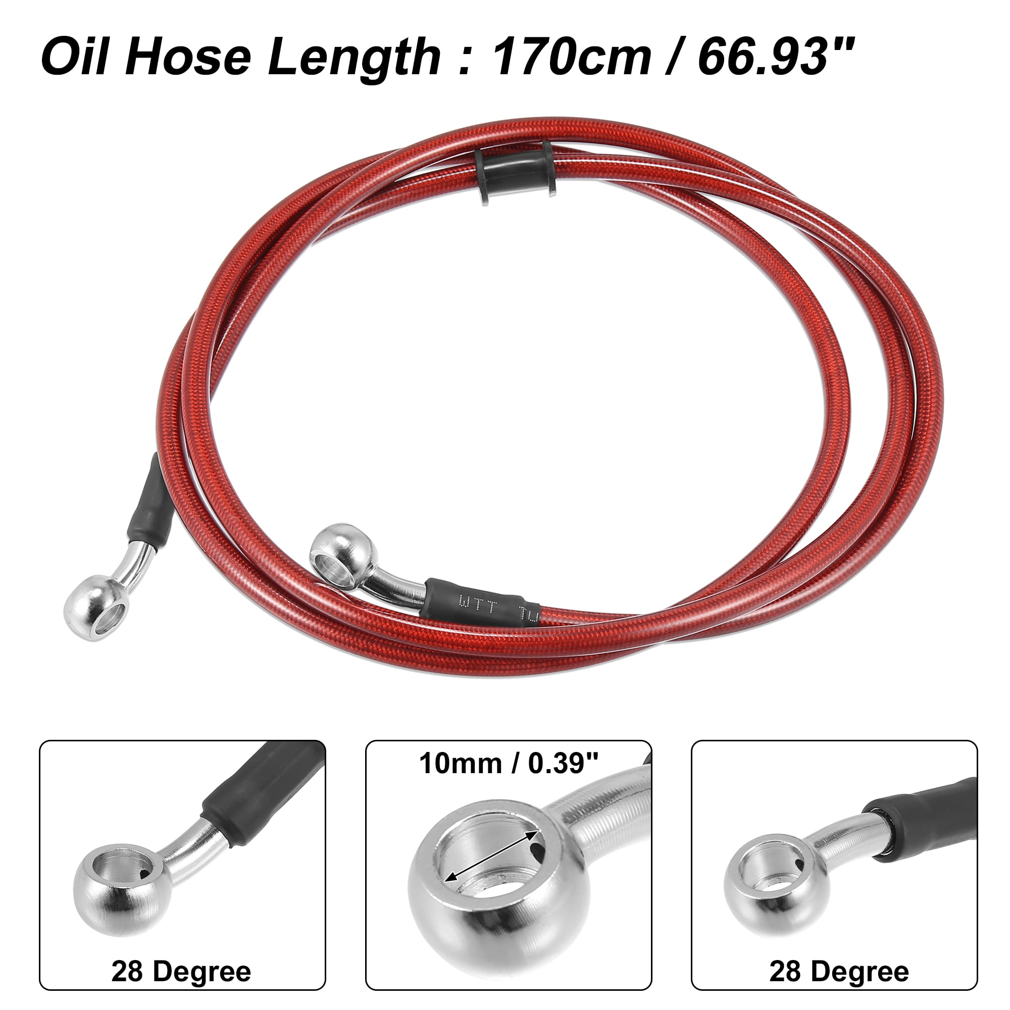 Unique Bargains 170cm 66.93" 10mm Motorcycle ATV Braided Brake Clutch Oil Hoses Line Pipe