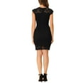 thumbnail image 3 of INSPIRE CHIC Women's Elegant Stretch Knit Cap Sleeve Allover Floral Lace Bodycon Dress M Black, 3 of 6