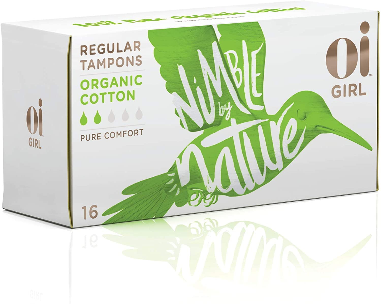 Oi Girl Organic Cotton Tampons, Light Tampons, NonApplicator, 16 Ct