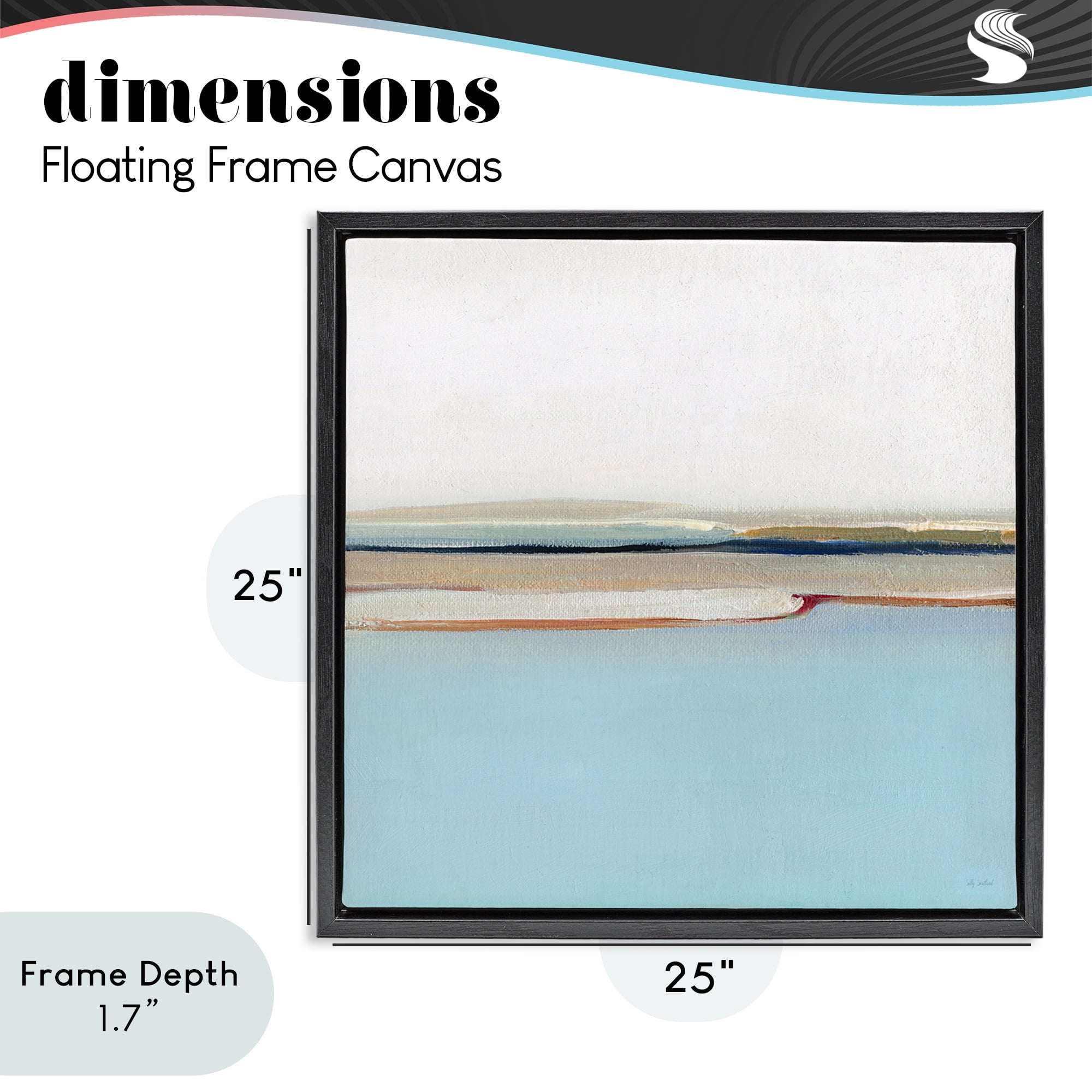 Stupell Industries Serene Minimal Shoreline at Dawn Black Framed Floater Canvas Wall Art, design by Sally Swatland