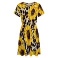 thumbnail image 4 of Leopard Sunflower Women's Dress Short Sleeve Summer Sundress Summer Women Clothes, 4 of 7