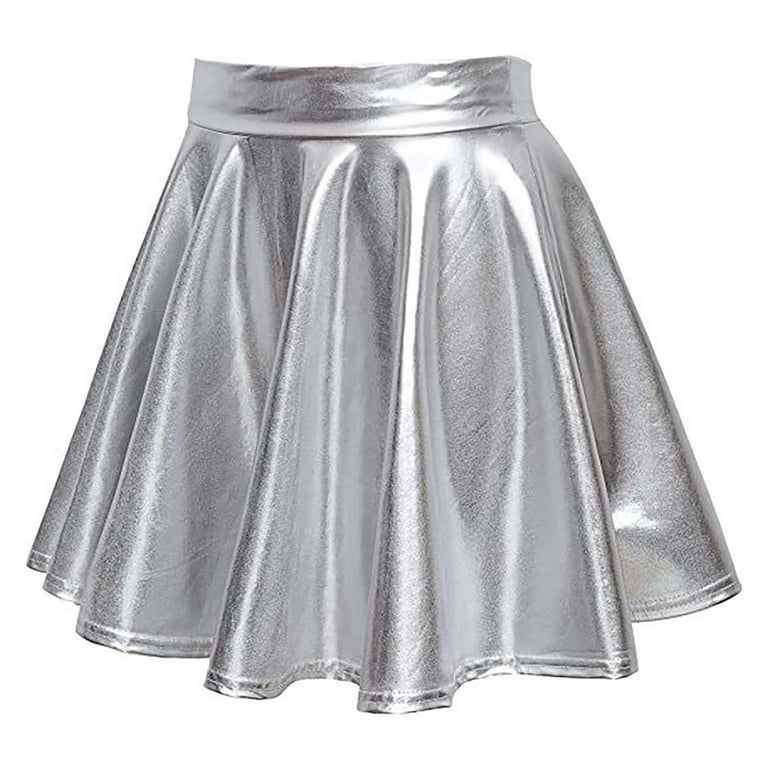 Ousvtion Women's PU Leather Mini Skirt High Waisted Pleated Skater Skirts Faux Leather Dress Sexy Performance Costume for Women Clearance Deals,Silver,Medium - Walmart.com Ousvtion Women's PU Leather Mini Skirt High Waisted Pleated Skater Skirts Faux Leather Dress Sexy Performance Costume for Women Clearance Deals,Silver,Medium - Walmart.com