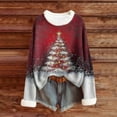 thumbnail image 3 of MHFRRA Camiseta de Manga Larga con Cuello, Estampado Festivo para Fiestas de Temporada y Atuendos Casuales. Rojo, 3 of 3
