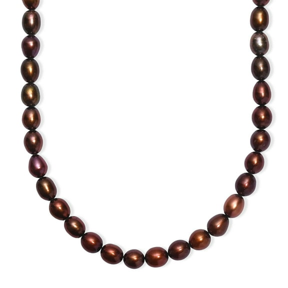 Bronze Freshwater Pearl Necklace 18 Inches in Rhodium Over Sterling Silver Christmas Gifts