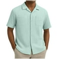 thumbnail image 2 of Handshe Men's Hollowed Out Short Sleeved Shirt with Loose Double Pockets and Knitted Texture for Sun Protection and Vacation Style, 2 of 6