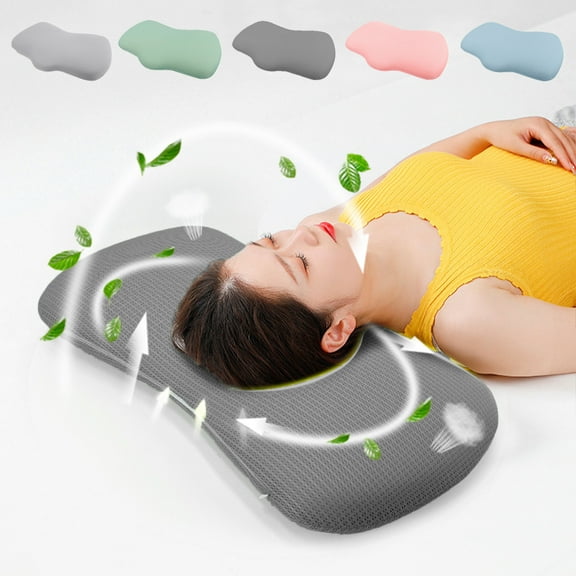 RFUGUG Neck Pillow with Memory Foam, Neck/Shoulder Pain Relief, Cooling Ice Silk & Cotton Cervical Sleeping Pillow Neck Contour Support Bed Pillow for Side Back Stomach Sleeper