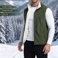 thumbnail image 6 of Mens Fleece Insulated Sleeveless Jackets Full Zipper Stand Up Collar Solid Color Fashion Winter Jacket Army Green XL, 6 of 7