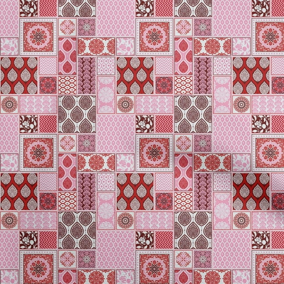 oneOone Polyester Spandex Maroon Fabric Patchwork Quilting Supplies Print Sewing Fabric By The Yard 56 Inch Wide-X4