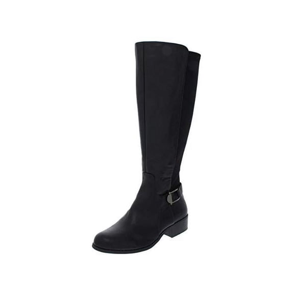 Alfani Womens Kallumm Wide Calf Faux Leather Riding Boots, Black Pu, Size 8.5