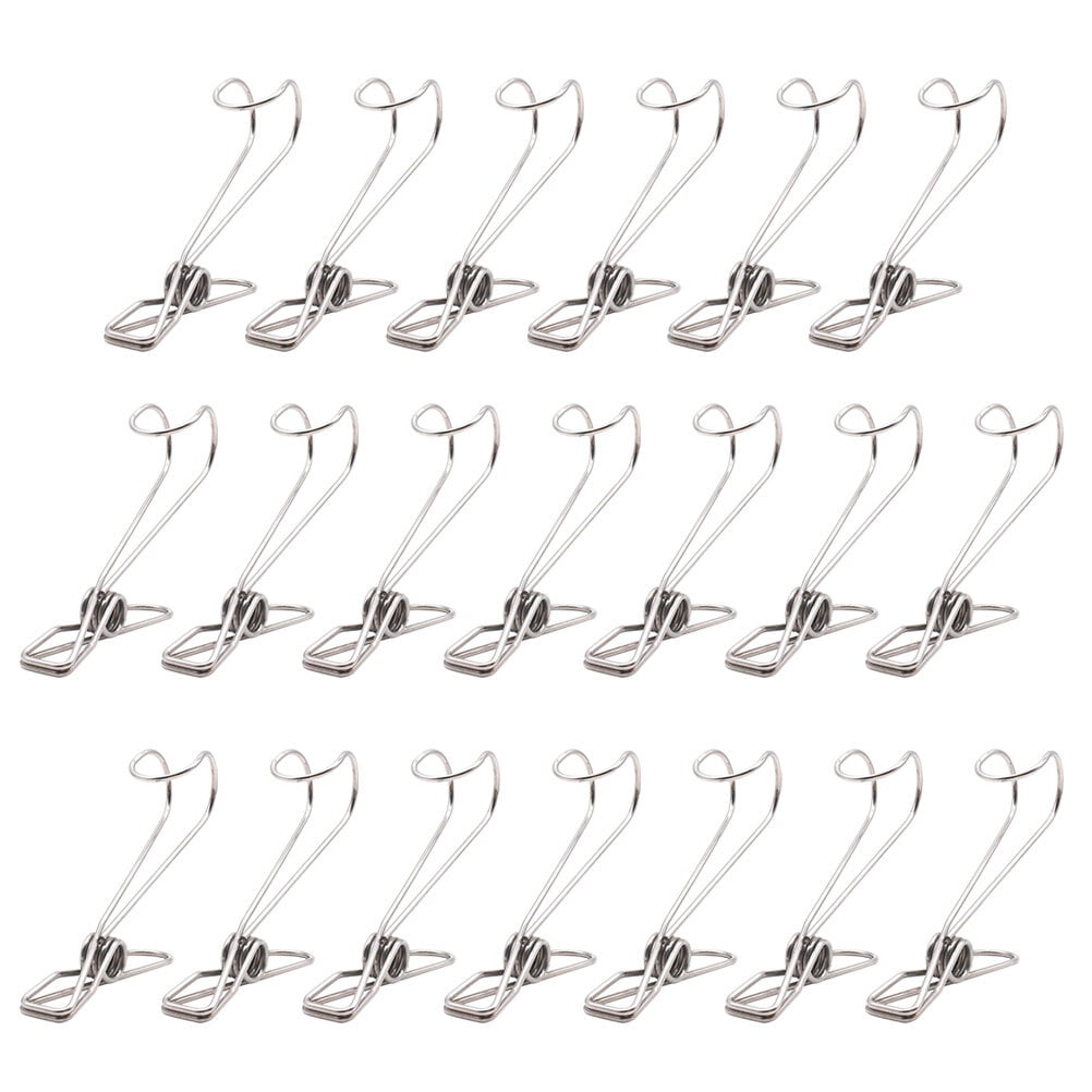 20pcs Stainless Steel Wire Clips with Hook Multipurpose Hanging Clips