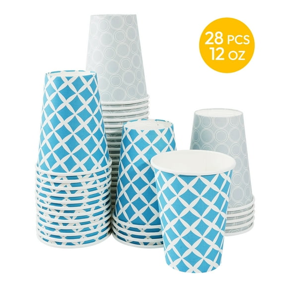 Katbite Disposable Paper Cups, 12oz 28 Count Paper Cups for Cold Hot Drinks