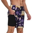 thumbnail image 2 of Kdxio Lavender Flowers Print Men's Swim Trunks with Compression Liner 7 Inch Inseam Quick Dry Swim Shorts, 2 of 7