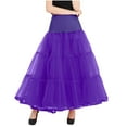 thumbnail image 2 of Delliss Women's Solid Color Elastic High Waist Mesh Swing Skirt Purple XXL, 2 of 9