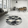 thumbnail image 3 of Ahgly Company Indoor Round Contemporary Dark Gray Abstract Area Rugs, 3' Round, 3 of 6