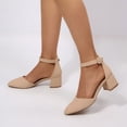 thumbnail image 5 of LuckLilac Women's Round Toe Pumps Ankle Strap Low Buckle Block Heel Sandals Dress Wedding Office Party Shoes, 5 of 5