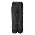 thumbnail image 6 of Hpapadks Womens Pants Plus Size Wide Leg Low Waist Solid Cargo Pant Slacks for Women Black L, 6 of 7