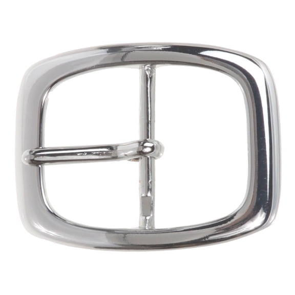 1 3/8" (36 mm)  Nickel Free Single Prong Oval Center Bar Belt Buckle, Silver