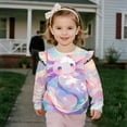 thumbnail image 3 of Yuyamidu Axolotl Toddler Girl Sweatshirt 1T 2T Cute Going Out Long Sleeve Ruffle Shoulder Crewneck Sweatshirts Pullover Tops Soft Lightweight Play Wear for School Outdoor, 3 of 8