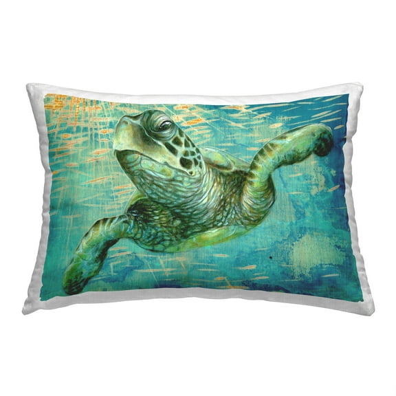 Stupell Industries Underwater Turtle View Decorative Printed Throw Pillow, 14 x 20