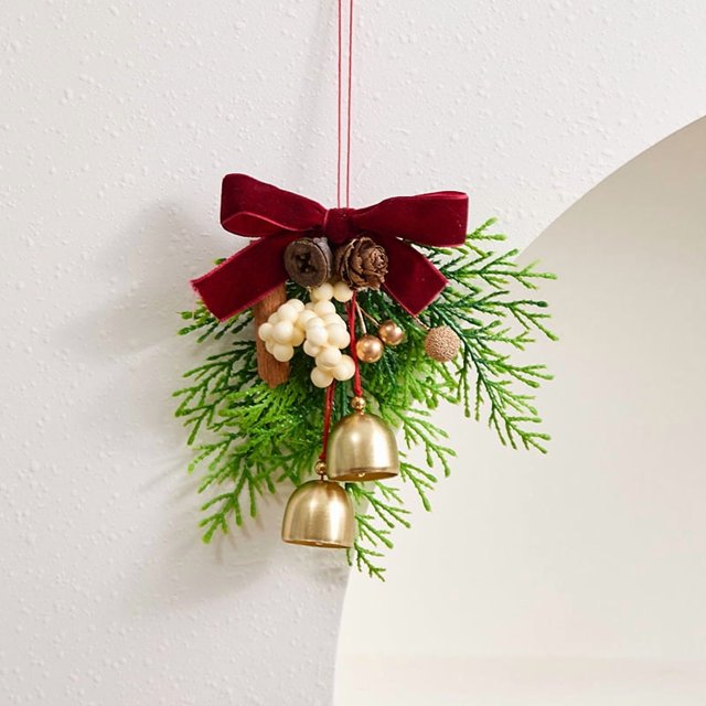 Winter Holiday Christmas Jingle Bells, Front Door Ornament: Perfect Decorative Accent for Entrance, Porch, Outdoor Walls, Mantels, Fireplaces, Trees, or Holiday Wreaths-5.1*6.3in
