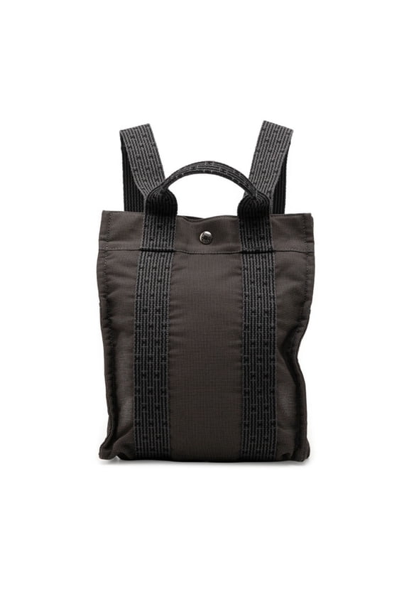Pre-Owned Hermes Herline Ad PM Backpack, Black/Gray Canvas, Women's.