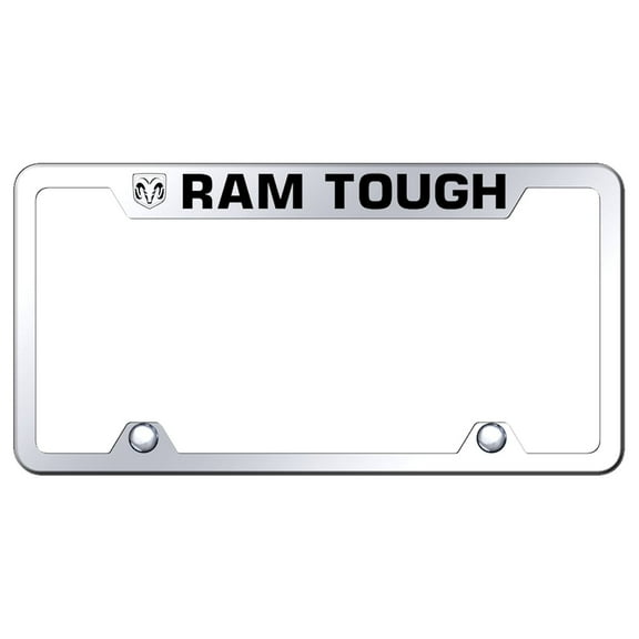 Dodge Ram Tough Logo Stainless Steel Truck Cut-Out License Plate Frame (Chrome)