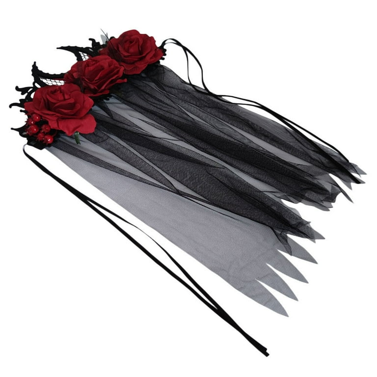 Gothic Floral Veil Headband