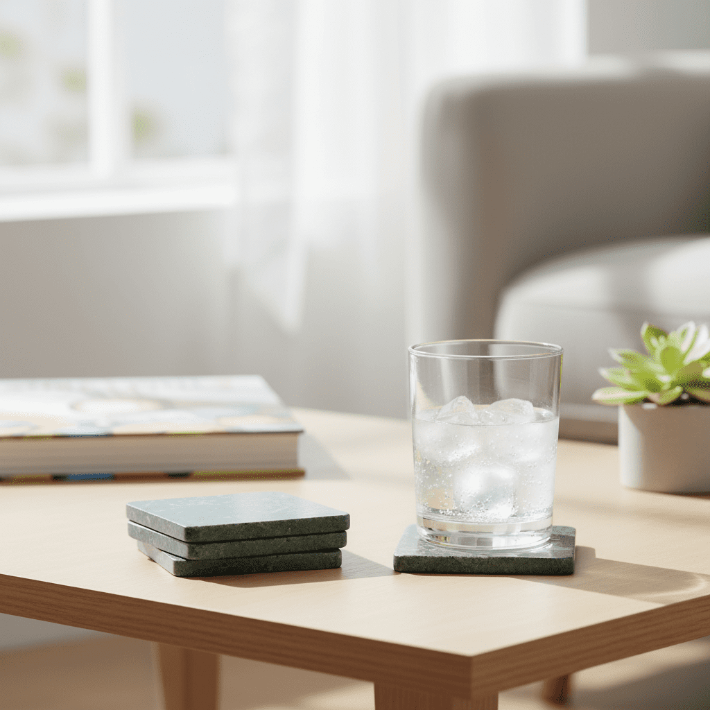 Evergreen Luxury Green Marble Drink Coasters Set of 4
