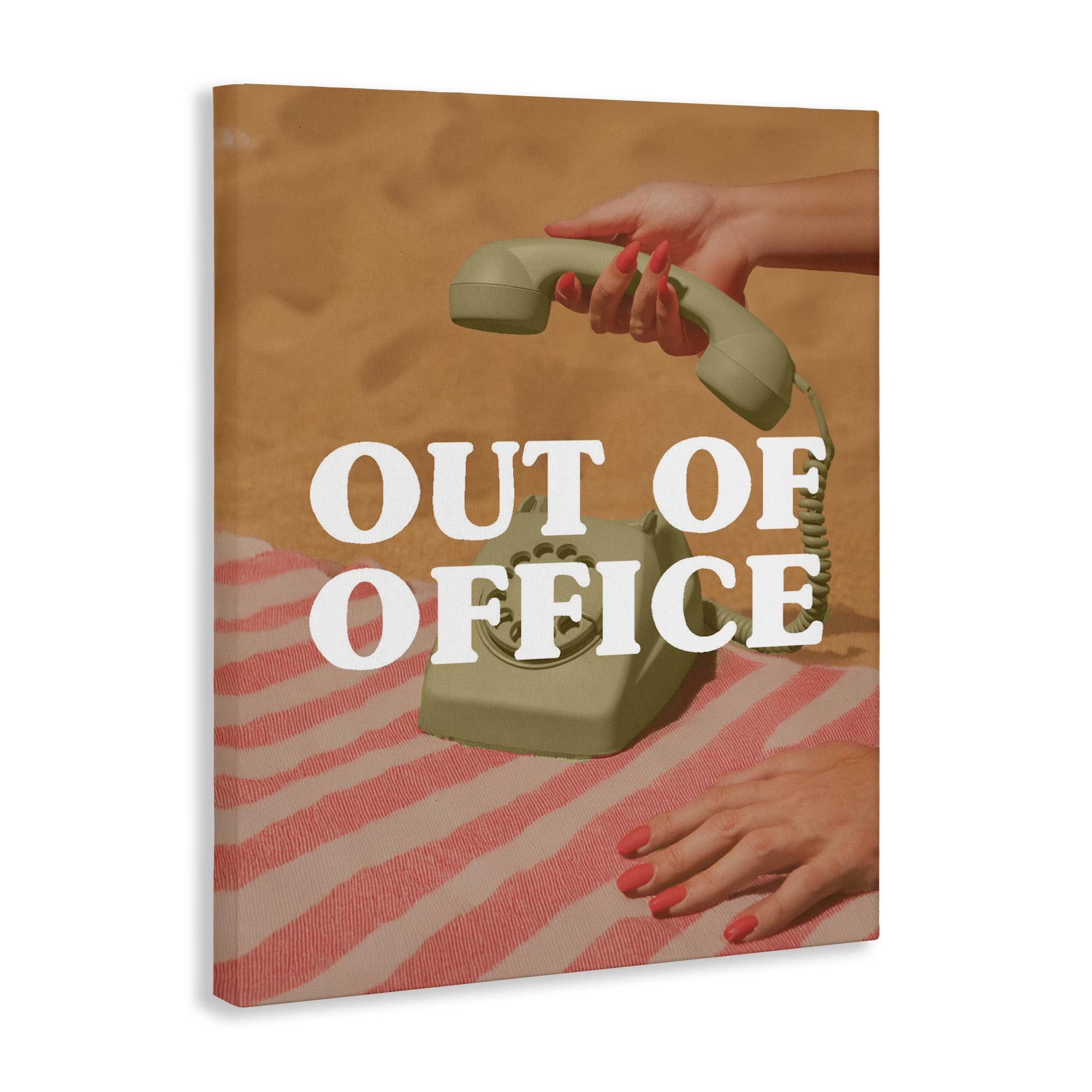 Out of Office Green Phone Canvas Wall Art, design by Lil' Rue
