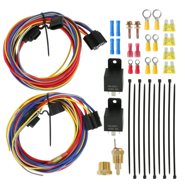 Kit de Relé de Ventilador Eléctrico Dual con Sensor Termostático 185/175 60A