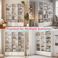 thumbnail image 2 of Homfa 72" Tall Triple Wide Bookshelf with Storage Drawers, 5-Tier Large Bookshelf with 15 Display Shelves for Living Room Home Office, White, 2 of 10