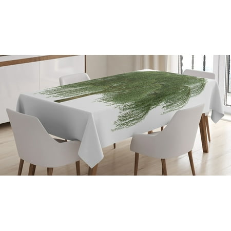 

Ambesonne Willow Tree Tablecloth Rectangular Table Cover Joyous Botanical Leaves 60 x84 Green Olive Green