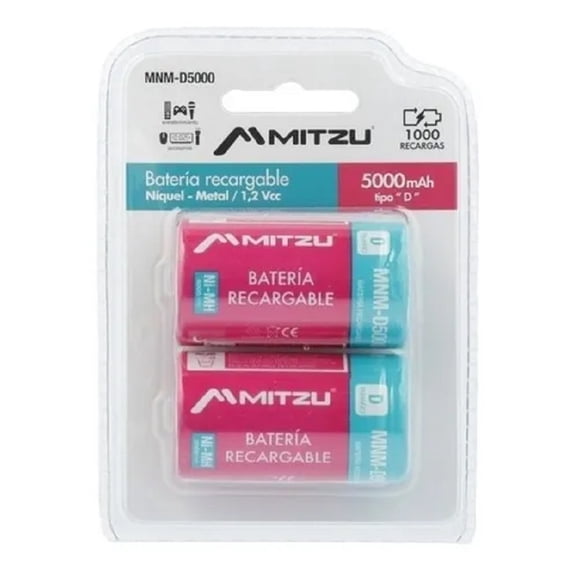 Batería RECARGABLE tamaño D Níquel – Metal Mitzu BATERÍA RECARGABLE TIPO D