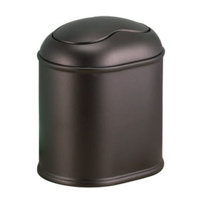 mDesign Modern Plastic Mini Wastebasket Trash Can Dispenser with Swing Lid for Bathroom Vanity Countertop or Tabletop - Dispose of Cotton Rounds, Makeup Sponges, Tissues - Bronze