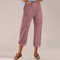 thumbnail image 2 of YIFUNIN Women's Fashion High Waisted Cotton Linen Straight Leg Pants, Loose Fit Solid Color Casual Trousers, Breathable Natural Fabric,Pink XL, 2 of 6