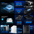 thumbnail image 3 of Computadora Escritorio Completa Xtreme PC Gaming Intel Core i3 12100 16GB SSD 1TB Monitor 23.8 75Hz WIFI White gaming ligero, oficina, estudio y hogar, 3 of 6