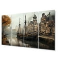 thumbnail image 2 of Designart "Neutral Antique Waterway Hue" Canals Metal Art Print Set, 2 of 5