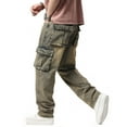 thumbnail image 3 of Ruiatoo Men's Jeans Denim Work Cargo Pants Outdoor Loose Hip Hop Big & Tall Jeans with Cargo Pockets(1908,Retro 32), 3 of 5