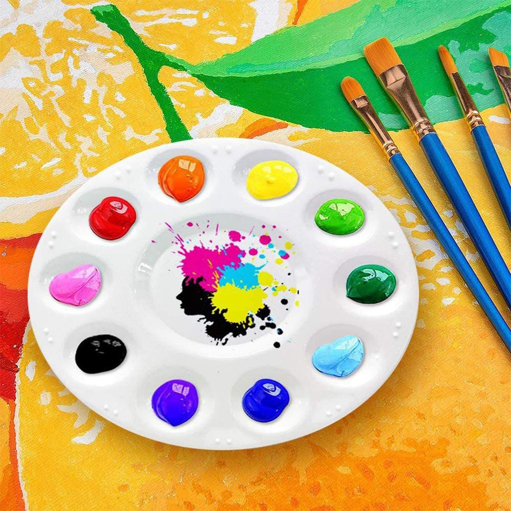 10x Acrylic Paint Brush Gouache Paint Brushes - Set - Brushes - Paint Tray  for Kids Beginners Adults 