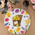 thumbnail image 3 of Spring Floral Round 13 Inch Placemats Set of 4, Watercolor Lemons in Basket Garden Flowers HeatResistant Non Slip Place Mats for Dining Table, Wipeable Braided Kitchen Table Mats for Housewarming, 3 of 9
