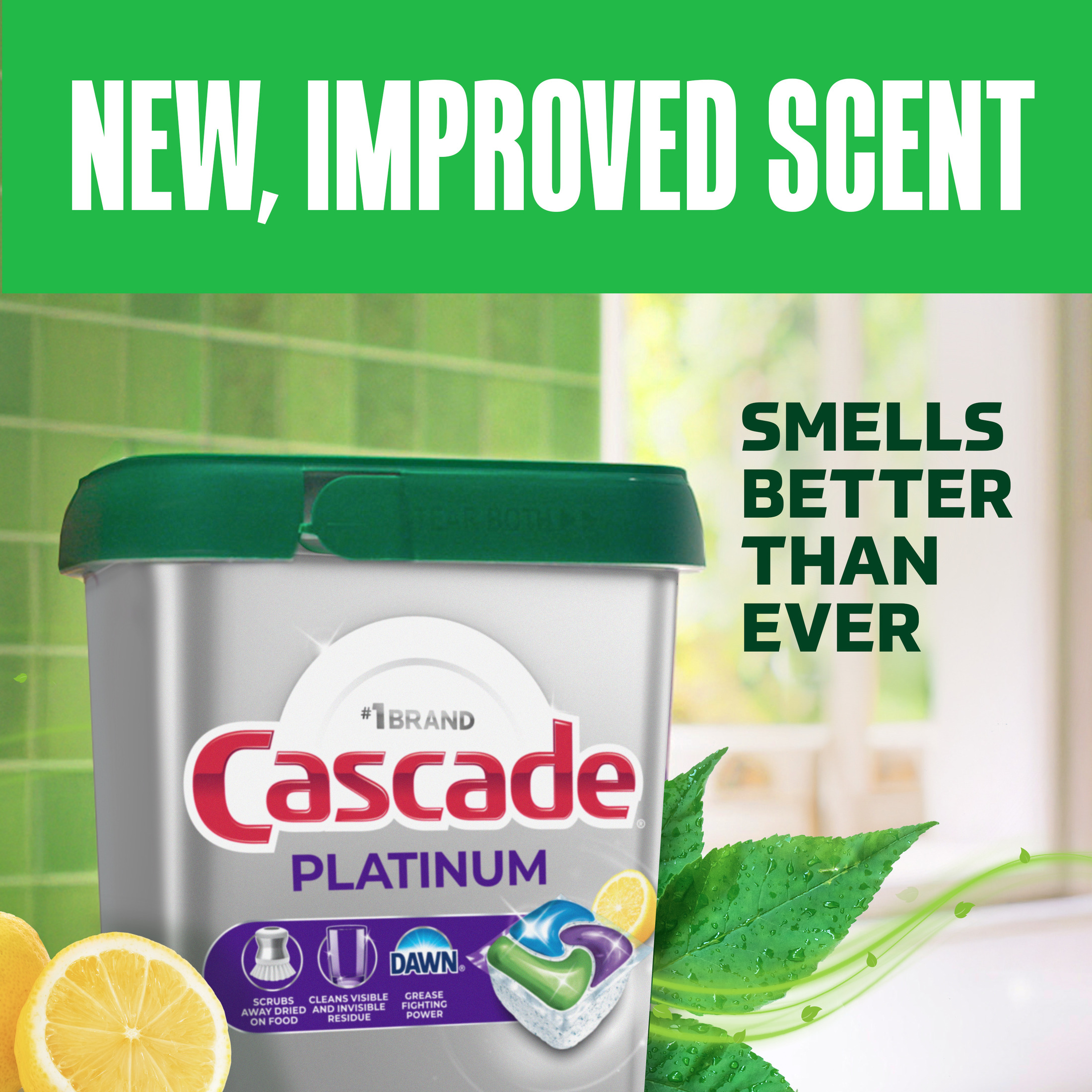Cascade Platinum Dishwasher Pods, Lemon, 59 Count photo 8