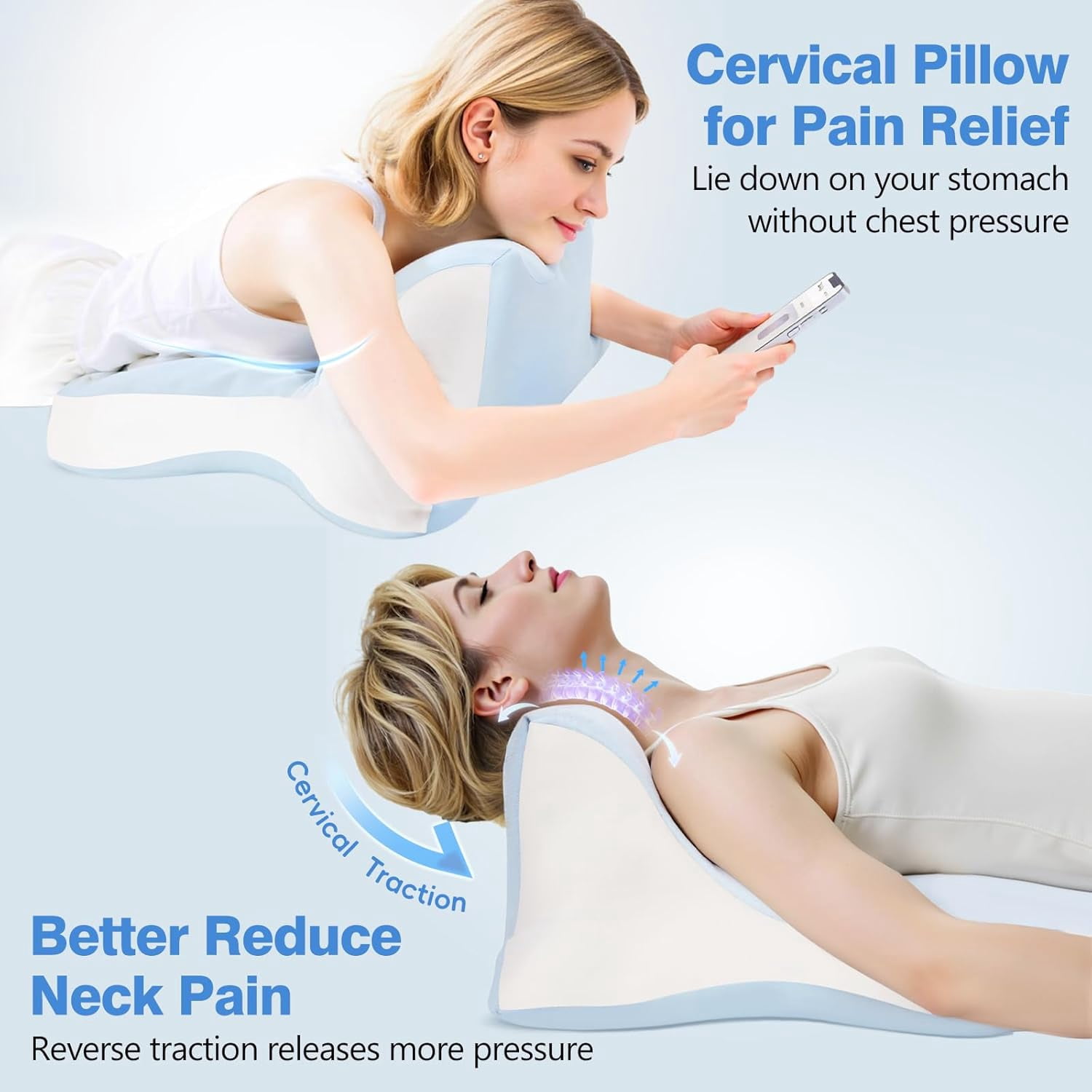 Aorsher Wedge Pillow for Reading and Sleeping, Contour Memory Foam Bed Wedge for Pain Relief, Multi-Use Support Cushion for Snoring, Sitting Up in Bed, Maternity Belly & Prone Position