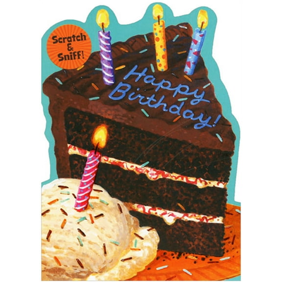 Paper House Productions Chocolate Cake and Ice Cream Scratch and Sniff Juvenile Birthday Card for Kids : Children